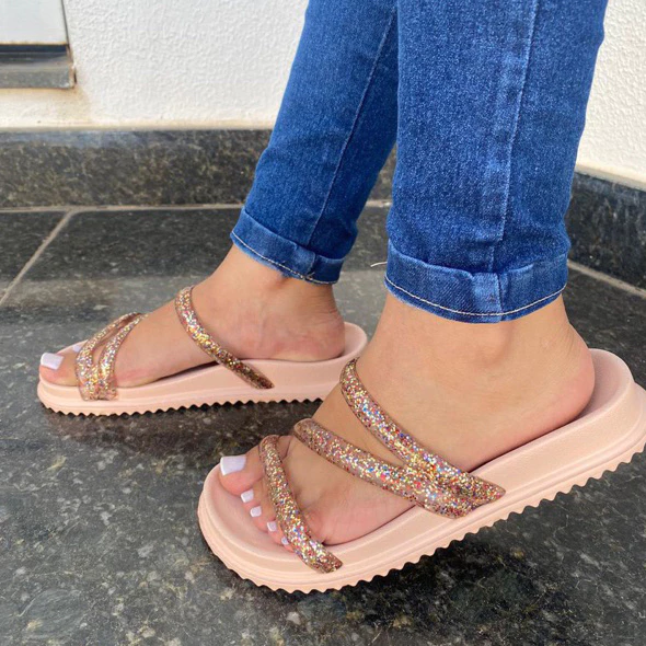 Sandália Papete Plataforma Feminina Adulta Confort Lançamento