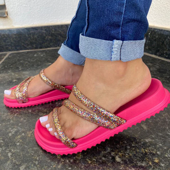 Sandália Papete Plataforma Feminina Adulta Confort Lançamento